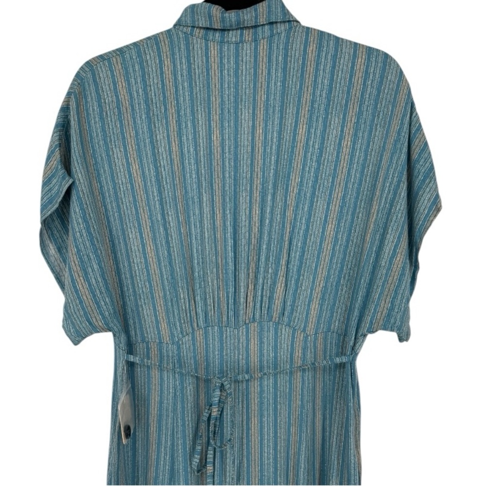 Free People Teal-Blue Striped Button-Down Maxi Dress - Picture 6 of 13